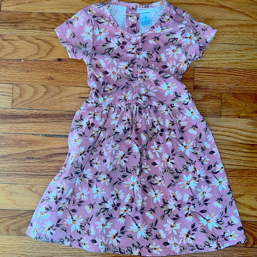Girls pink short sleeve floral dress